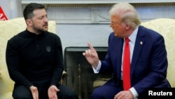 Prezidan Etazini Donald Trump rankontre Prezidan Ikrenyen Volodymyr Zelenskyy nan Lamezonblanch, Washington, 28 Fevriye, 2025. 